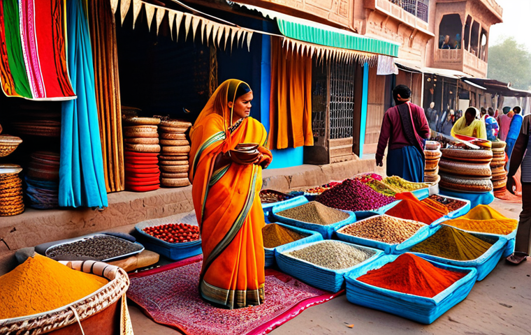 선적 서류 및 B L Bill of Lading - **A bustling marketplace in Rajasthan, India, filled with vibrant textiles, spices, and handcrafted ...