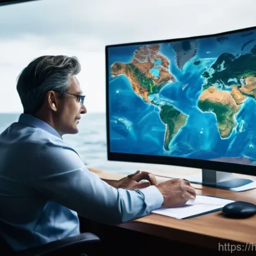 Home 23 스마트 컨테이너와 해상 물류 - **Prompt 1: The Evolution of Shipping - From Uncertainty to Control**
An image depicting the dra...