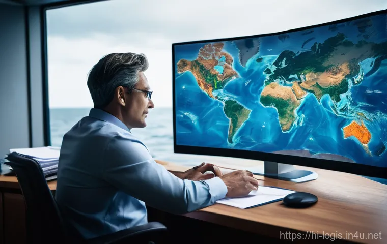 스마트 컨테이너와 해상 물류 - **Prompt 1: The Evolution of Shipping - From Uncertainty to Control**
An image depicting the dra...