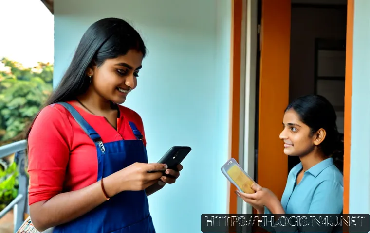 Home 17 C2C 물류 플랫폼 - Photorealistic C2C logistics platform concept, an Indian woman in casual clothing at home securely p...